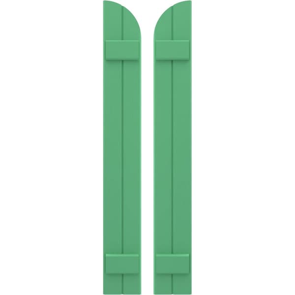 Ekena Millwork Americraft 2-Board (2 Batten) Wood Joined Board-n-Batten Shutters w/ Arch Top, ARW101BQ207X77LPH, PR ARW101BQ207X77LPH - main